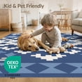 thumbnail image 4 of ODIKA 9'x12' Blue White Geometric Kilim Design Washable Area Rug Intricate Handwoven Pattern with Bold Motifs for Dining Room, Basement, Large Office, Non-Slip Chair-Friendly, 4 of 7
