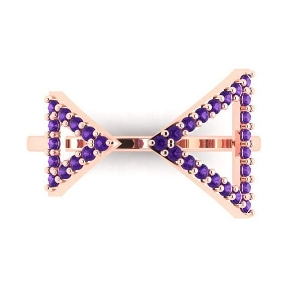 0.2475 ct Round Cut Natural Amethyst Statement 14K Rose Gold Womens Engagement Ring