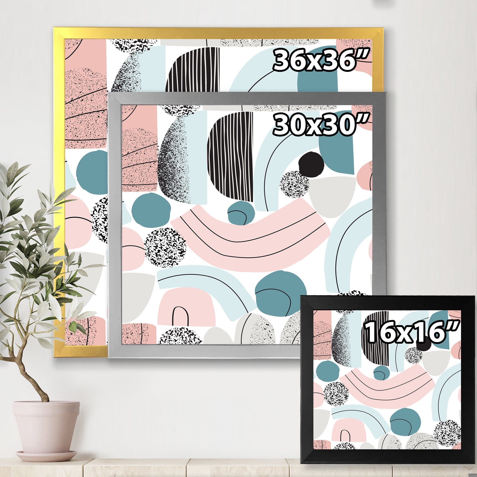Designart 'Art Collage In Pastel Colors' Modern Framed Art Print