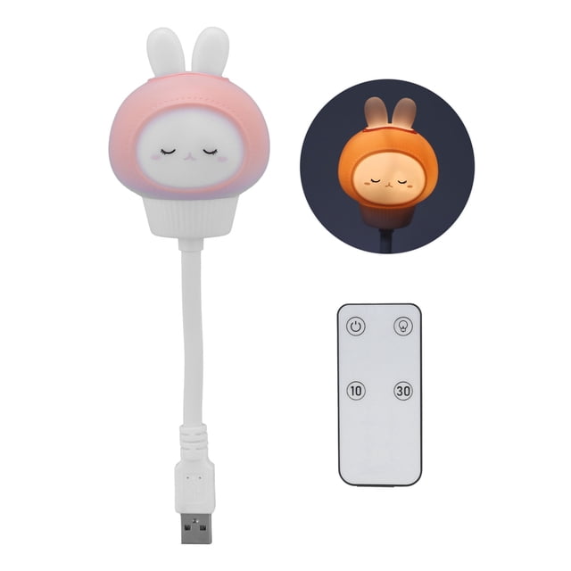 Lámpara de Noche para Bebé Jadeshay Conejito Luz Nocturna Control Remoto USB