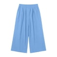 thumbnail image 4 of Women's Linen Blend Wide Leg Cropped Pants Elastic Waist Casual Summer Capri Trousers with Pockets Lightweight Breathable Palazzo Lounge Wear for Everyday Comfort, 4 of 7