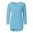 thumbnail image 4 of Pullover Sweatshirts for Women Fall Winter Loose Fit Crewneck Long Sleeve Batwing Off the Shoulder Pleated Plain Leisure Cotton Tunic Tops Pullovers(Blue,XXXXXL), 4 of 7