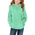 thumbnail image 2 of Yourumao Fuzzy Hoodies for Girls 5-14 Years Fleece Long Sleeve Hooded Pullover Comfy Solid Color Sweatshirts with Pockets, 2 of 9