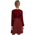 thumbnail image 2 of YiZYiF Girls Long Sleeve Sparkle Princess Wedding Birthday Party Elegant Dress High Waist A Line Dresses Burgundy 10, 2 of 5