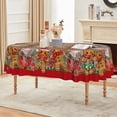thumbnail image 3 of Christmas Tablecloth 60×84 Inch Oval, Wood Gingerbread Man Cute Christmas Bear Ball Ornaments Washable Table Cover for Party Picnic Dinner Decor, 3 of 6