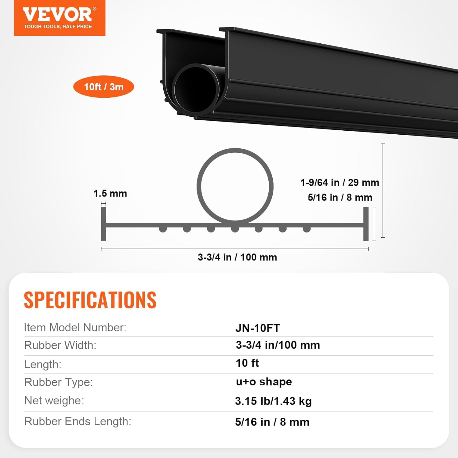 Garage Door Threshold Seal Strip, 16.5 FT Universal Garage Door Floor Seal Strip with Adhesive, Garage Door Bottom Weatherproof Strip, Upgraded Thick PVC DIY Weather Stripping Replacement, Black