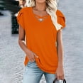 thumbnail image 3 of Youyipin women's tops Petal Sleeve Tops Summer Short Sleeve V Neck Criss Cross Tee Sexy Casual Basic T Shirts Blouses basic tees for women, 3 of 7