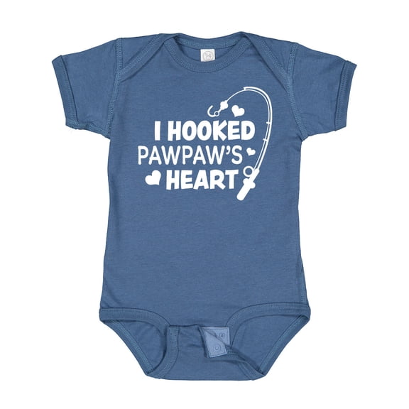 Inktastic I Hooked Pawpaw's Heart with Fishing Rod Boys or Girls Baby Bodysuit