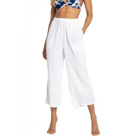 

Lumento Women Cotton Linen Activewear Capri Wide Leg Yoga Comfy Lounge Pajama Crop Pant