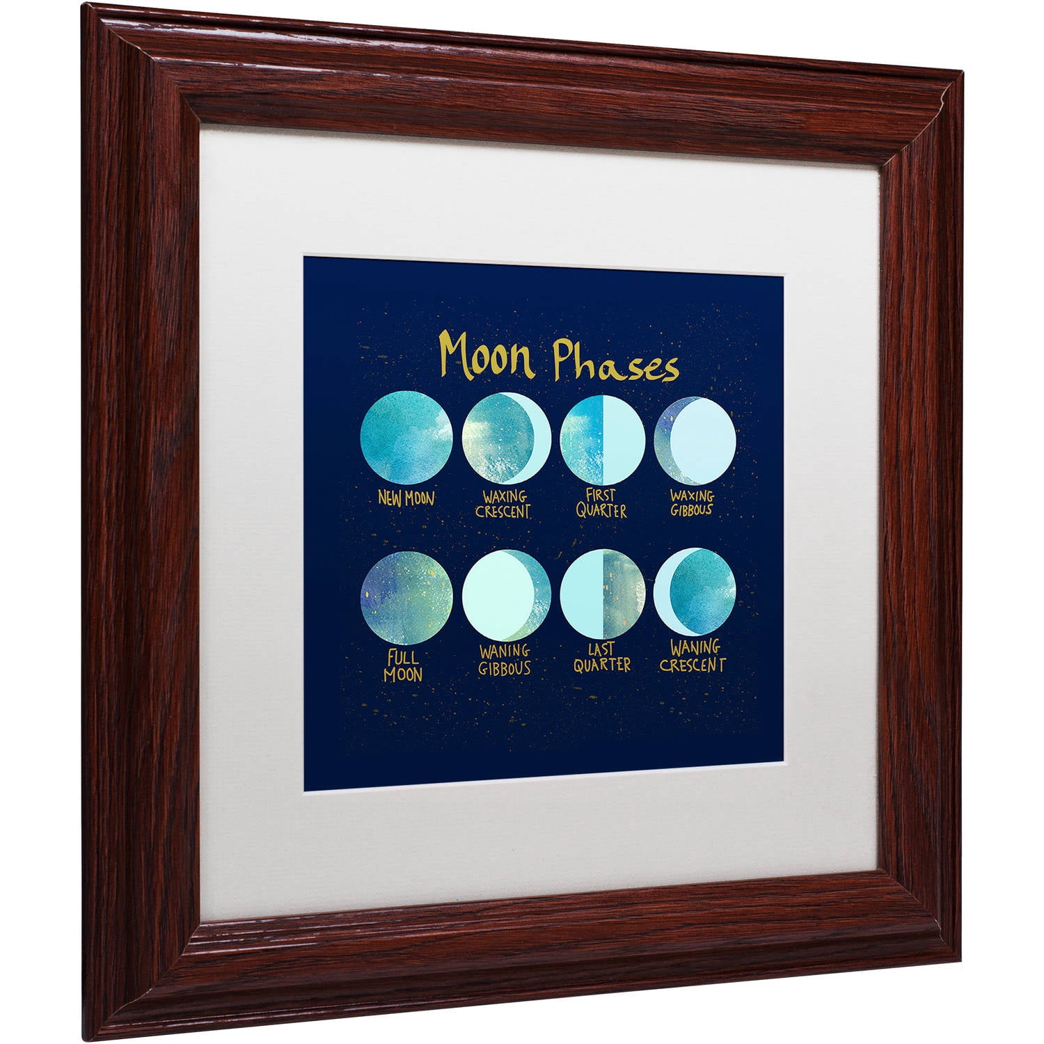 Trademark Fine Art "Moon Phases" Canvas Art by Lisa Powell Braun, White Matte, Wood Frame