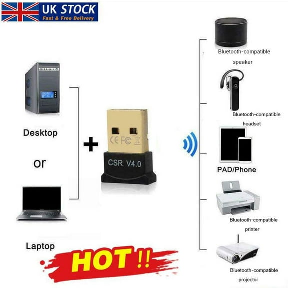 QHUDLV Mini Bluetooth Adapter Dongle,USB 2.0 CSR4.0,PC and Laptop Audio Receiver