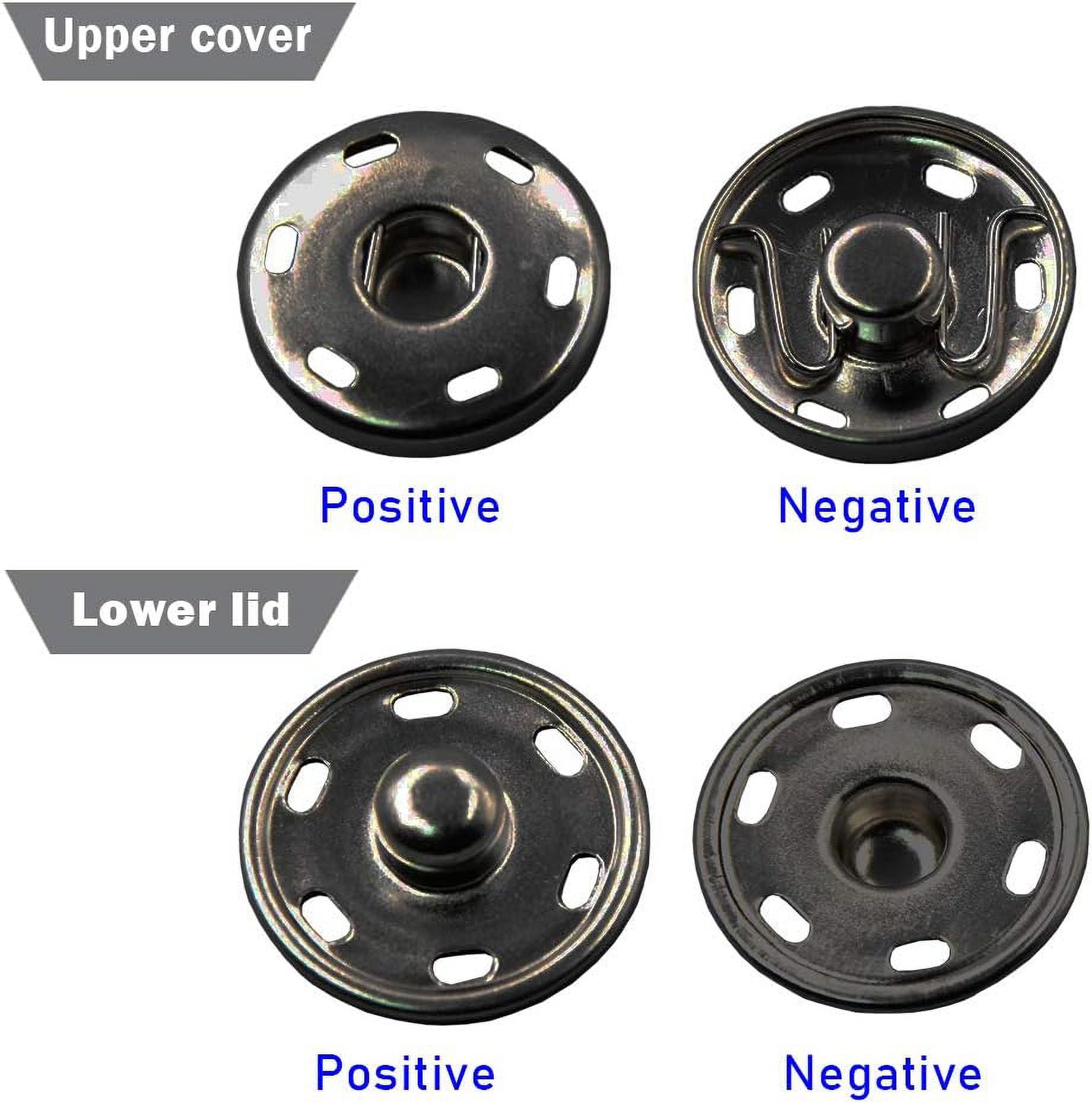 50 Sets Sew-on Snap Buttons, Metal Snaps Fasteners Press Studs Buttons for Sewing Clothing, 3/4" 19mm(Gun Black)
