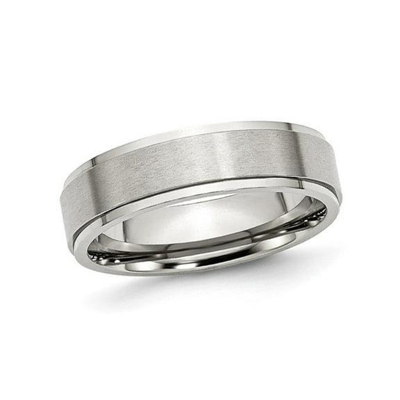 Mens Chisel 6mm Satin Stainless Steel Comfort Fit Wedding Band Ring with Ridge for Men