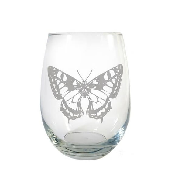 Lyoncraft SWBF01 18 oz Butterfly Engraved Stemless Wine Glass