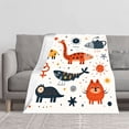 thumbnail image 2 of Whimsical Animal & Object Pattern Flannel Blanket - Soft Cozy Durable for Sofa Travel Bed Chair - Perfect for All Ages, 2 of 7