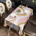 thumbnail image 2 of Pink Marble Gold Wave Pattern Rectangle Tablecloth 60"x120",Waterproof Polyester Rectangle Table Cloth, Wipeable Spillproof Polyester Tablecloth for Dining, Camping, Indoor and Outdoor, 2 of 6