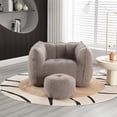 thumbnail image 2 of PORKISS Soft Bean Bag Chair with Footstool, Fluffy Lazy Sofa Chenille Fabric Bean Bags Comfy Couch for Adults Teens, Coffee, 2 of 12