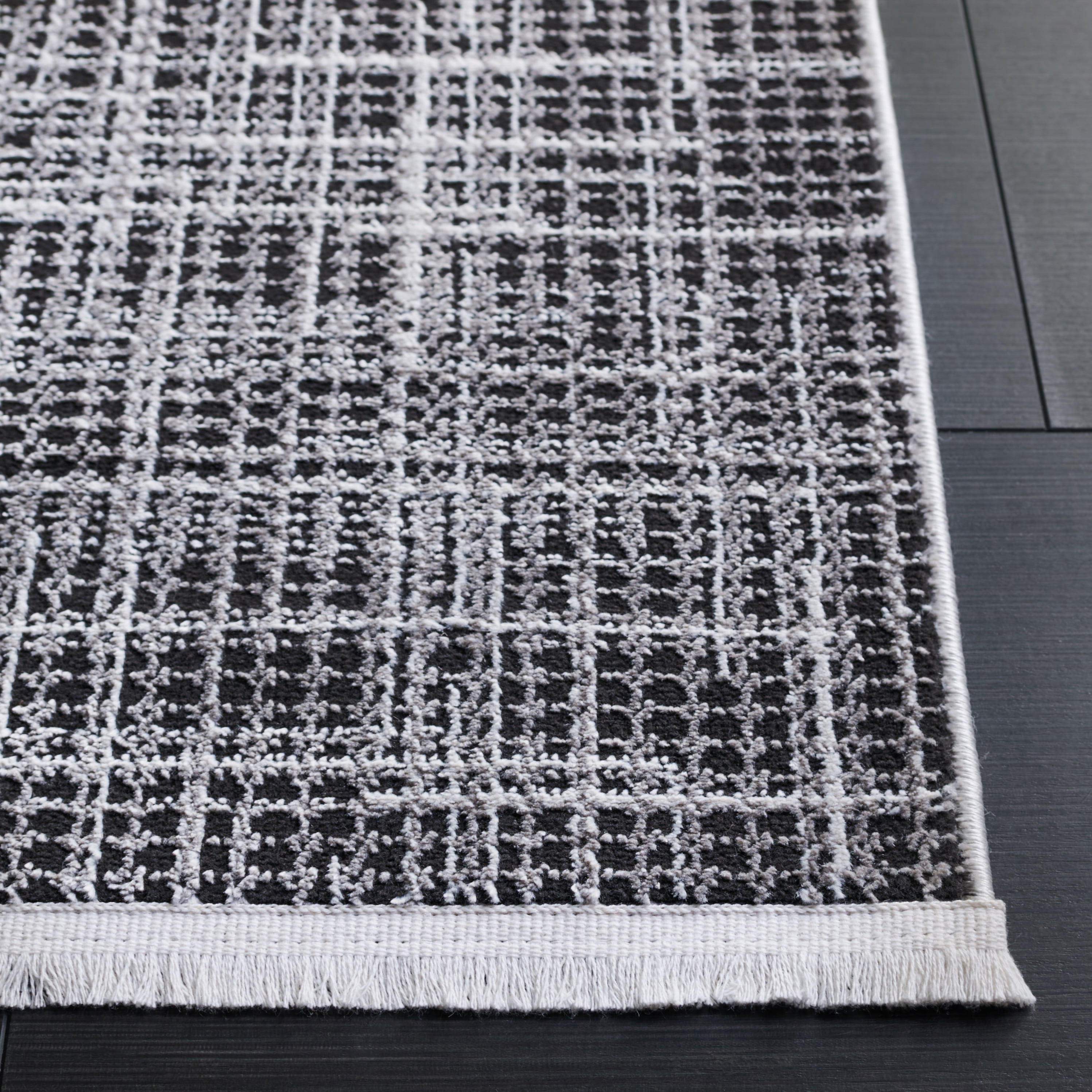 Safavieh Mila Heidi Geometric Striped Polyester Area Rug, Light Gray/Black, 4' x 6'