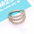 thumbnail image 3 of 14 Karat Gold Triple Hoop Sparkle Rows Seamless Clicker Hoop Ring, 3 of 4