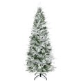 thumbnail image 1 of HOMCOM 6 FT Pencil Artificial Christmas Tree, Snow Flocked Xmas Tree, Green, 1 of 10