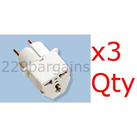 

3PK Grounded Universal Plug Adapter Germany France Europe Outlet Adaptor Plugs