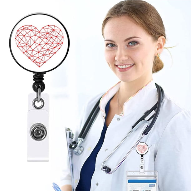 Fiudx Porta Credencial En El Entorno de Enfermera, Cordón Retráctil para Identidad, Recubierto de Mylar, para Uso Médico y Enfermero, Estilo Personalizado, Fácil de Colocar.