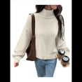 thumbnail image 3 of Suéter de Cuello Alto para Mujer, Jersey de Punto Grueso de Larga con Dobladillo Alto y Bajo, Top Moderno para Otoño e Invierno. M, 3 of 8