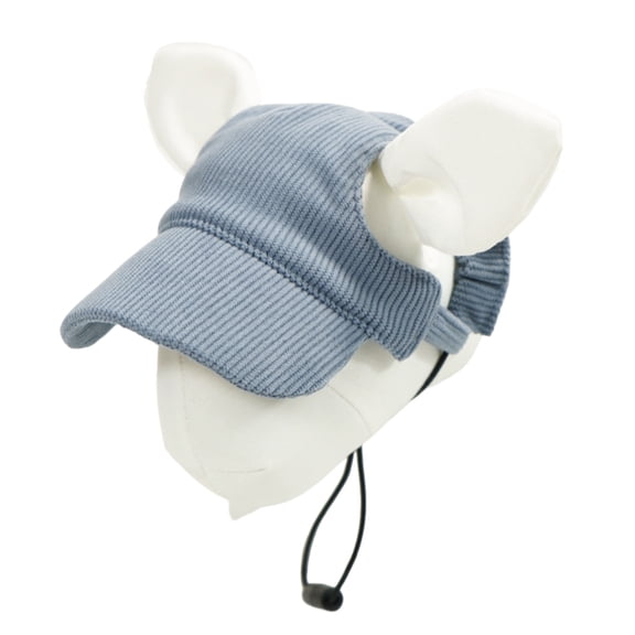 Dog Baseball Cap & Dog Sun Visor Hat - Adjustable Sizing for Small/Large Dogs, Corduroy Ear-Hole Design, Chin Strap (Blue,X-Large)