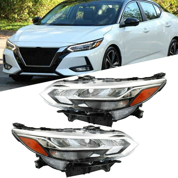 For 2020-2022 Nissan Sentra Pair Left Right Side Headlights LED Black&Chrome