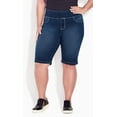 thumbnail image 1 of Avenue Women's Plus Size Butter Denim Pull On Shorts - Dark Wash, 1 of 4