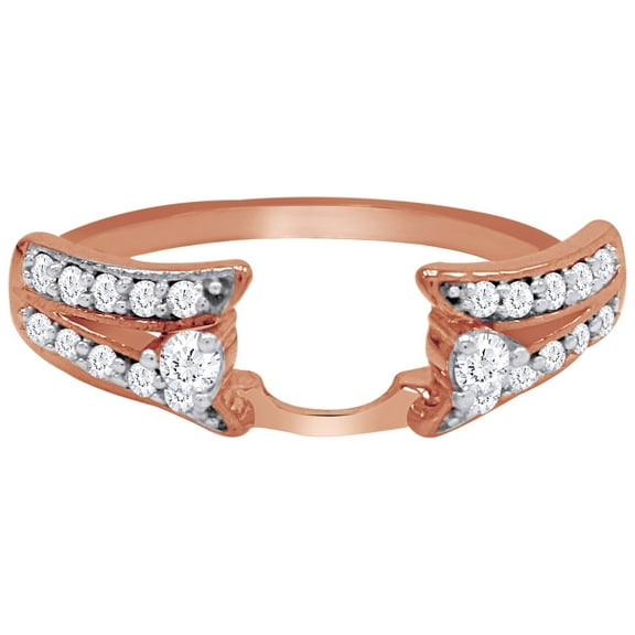 Round White Cubic Zirconia Split Shank Enhancer Guard Ring 10k Rose Gold Ring Size - 8.5