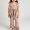 thumbnail image 2 of WRKEKC Girls Summer Outfits Solid Plaid Bow Halter Sleeveless Top and Wide Leg Pants Set for 0-5 Years, 2 of 6