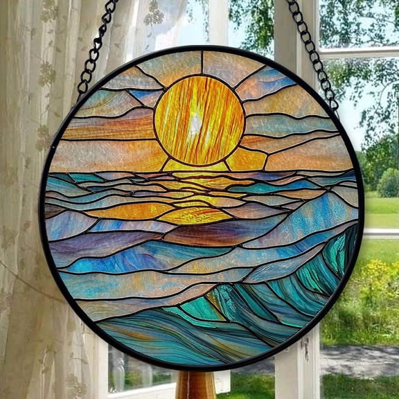 Stained Glass Window Hanging Ocean, Christmas Ornament Gift, Mother’s Day Keepsake, Valentine’s Day Decor, Festival Gift Ornament, Keepsake 2025