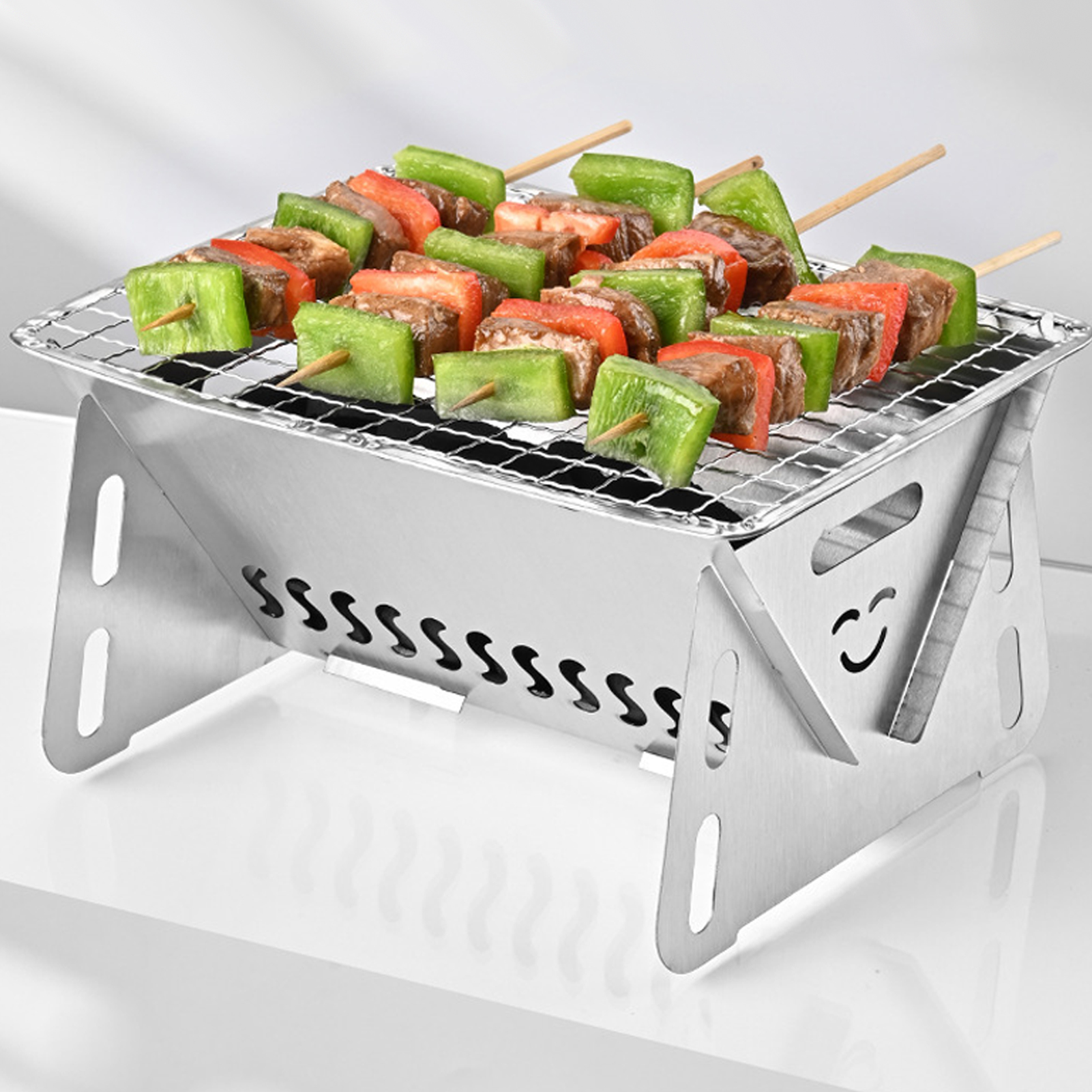 ASKMZ Portable Charcoal Stove Folding Campfire Rustproof Resistant Hollow Design Outdoor Indoor Barbeque