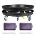 thumbnail image 2 of Happydeer Plants Saucer Tray with Drainage Device, 2Pcs 20in Plant Caddy with Wheels, Planter Stand (Black), 2 of 9