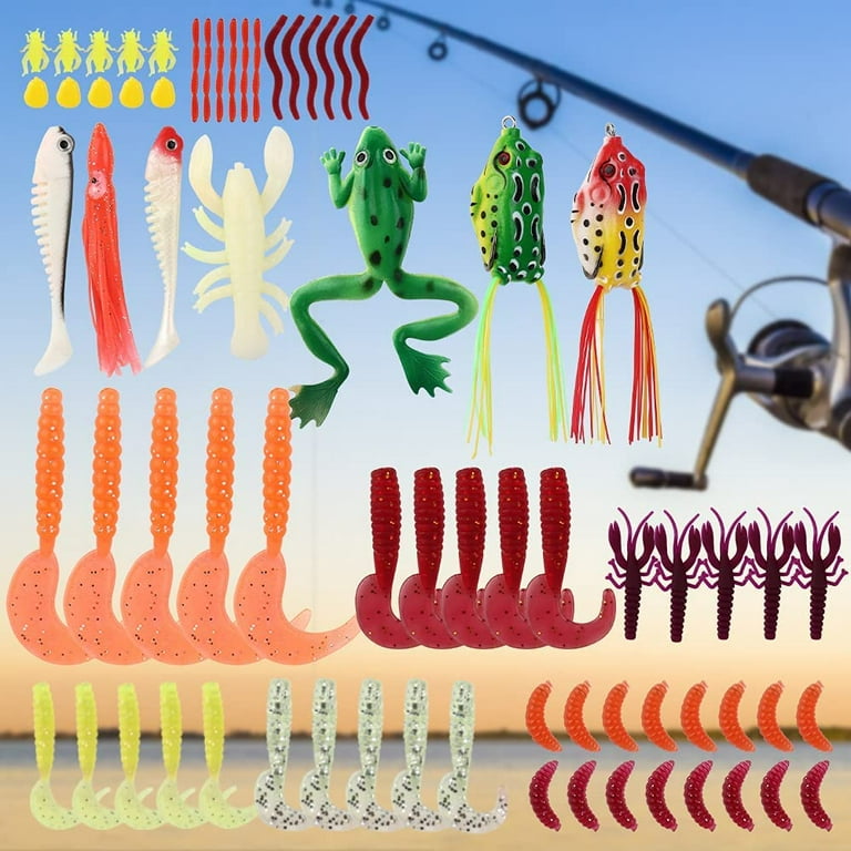 Fishing Lures for Freshwater,Fishing Lure for  Bass,Trout,Walleye,Salmon,Suitable for Fresh&Saltwater,Lifelike Fish Bait  Plastic Worms,Fishing Tackle