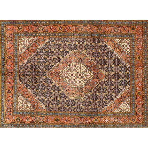 Ahgly Company Indoor Rectangle Traditional Saffron Red Persian Area Rugs, 7' x 9'