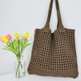 thumbnail image 1 of Bolso de ganchillo para mujer, bolso hobo de gran capacidad, bolso grande de compras suave (café), 1 of 8