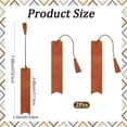 thumbnail image 2 of 2Pcs Genuine Leather Bookmark Brown Cowhide Soft Blank Rectangle Classic Thin Handmade Back to School Book Page Markers with Tassel, 2 of 7