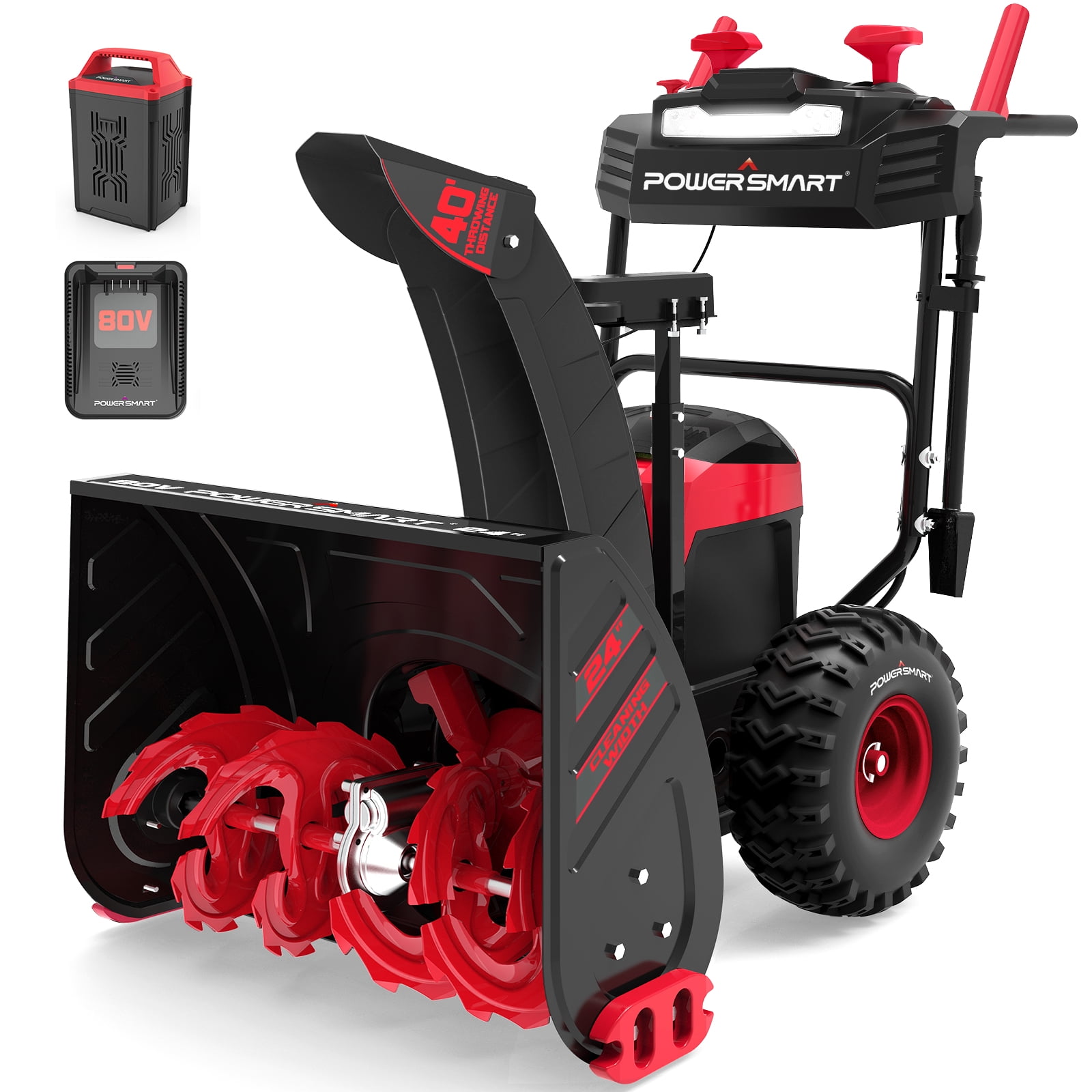 SYNGAR 24 in Snow Blower, 80V 6.0Ah Battery Powered Snow Thrower