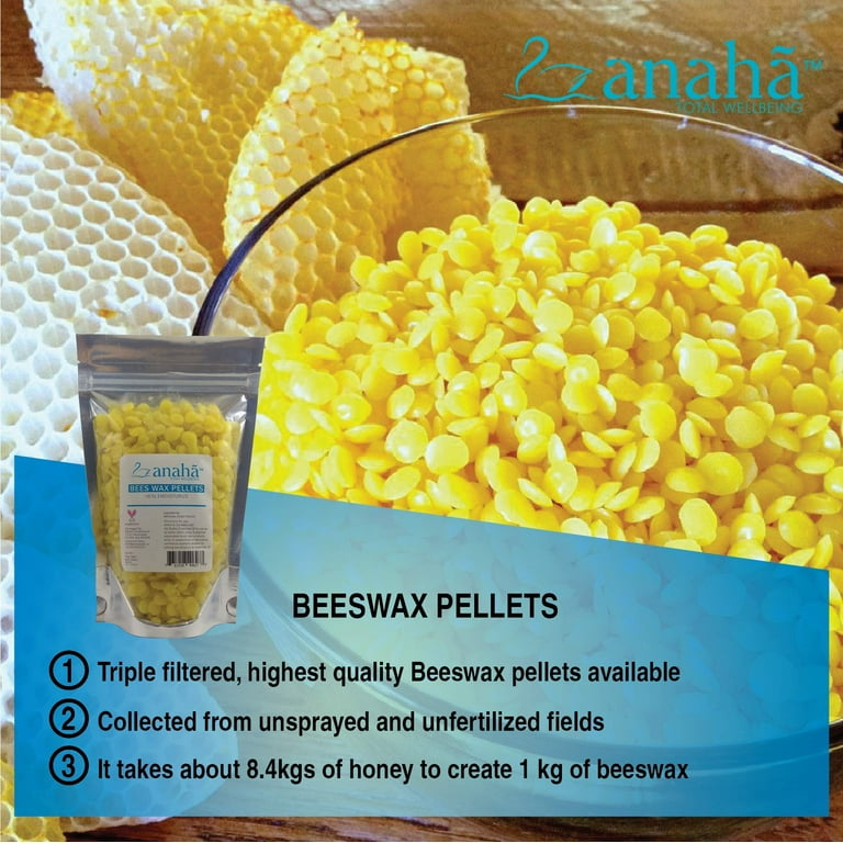 Anaha Yellow Beeswax Pellets (200 g) Refined, Triple Filtered | Non-Deodorized & Unbleached | Cosmetic Safe | Make Candles, Lip Balm, Lotions, Soaps