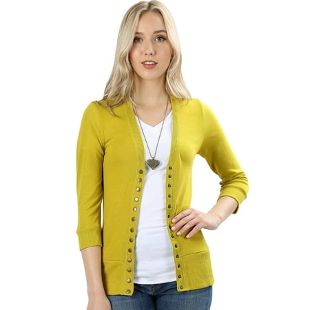 Zenana 34 Sleeve Snap Button Sweater Cardigan 2 Walmart Zenana 34 Sleeve Snap Button Sweater Cardigan 2 Walmart