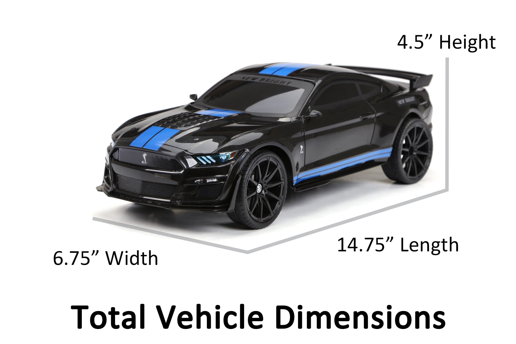 New Bright RC Chargers 1:12 Radio Control Sports Car Ford Mustang GT500 - Black