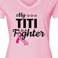 thumbnail image 4 of Inktastic Breast Cancer Awareness My Titi is a Fighter Women's V-Neck T-Shirt, 4 of 5