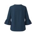 thumbnail image 7 of Women's Solid V-Neck Quarter Sleeve Blouse Casual Fashion Top, 7 of 7