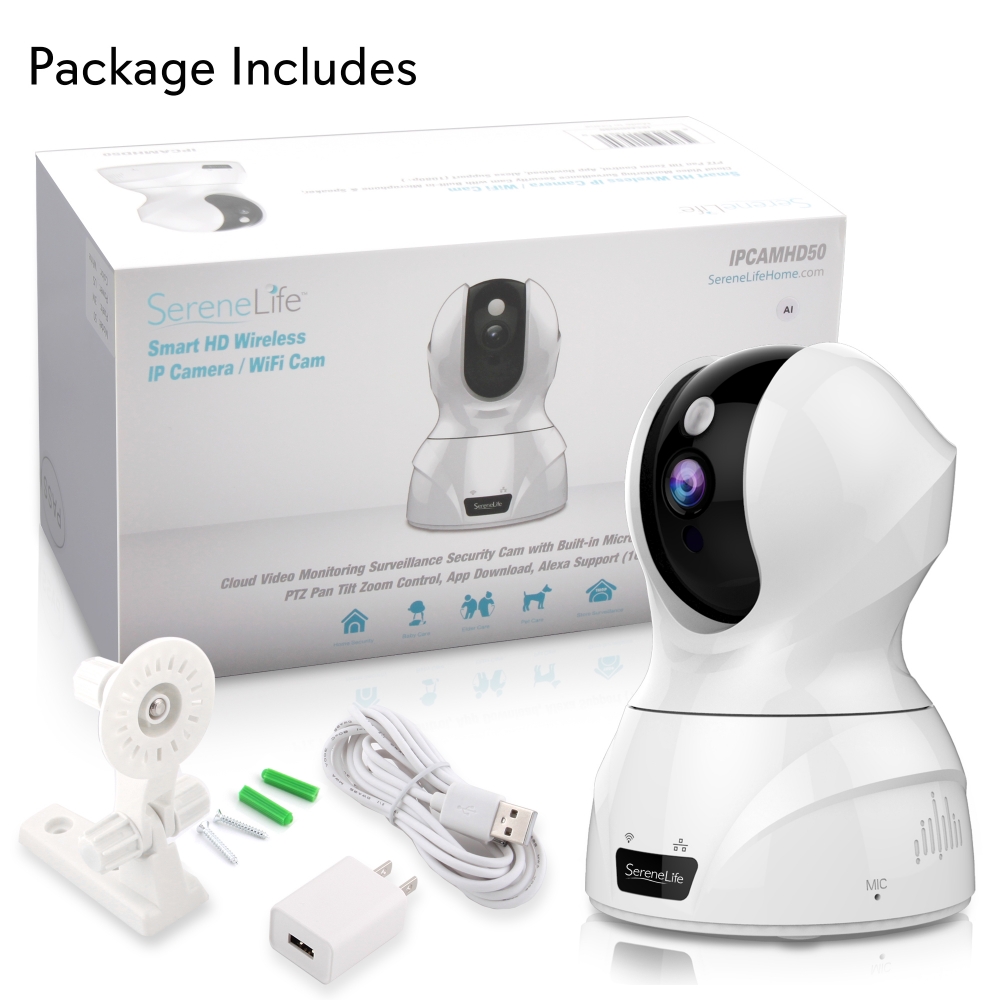 SereneLife 3MP WiFi IP Camera Smart Tracking PTZ Face Detection Compatible Wireless Home Security