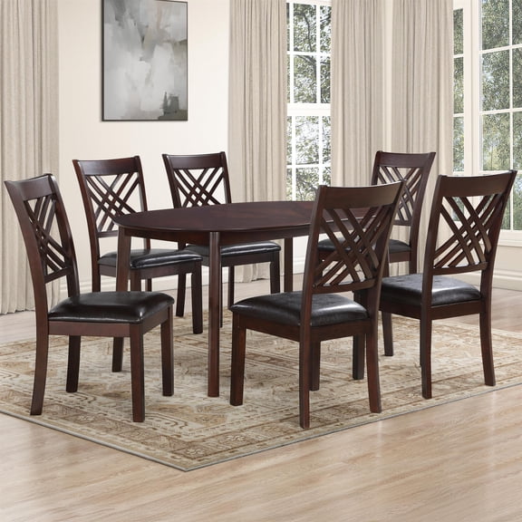 Steve Silver Adrian Oval Table - 7pcs Dining Table Set in Brown