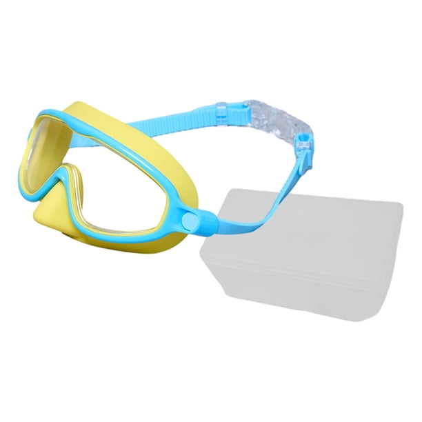 Gafas de natación para niños, equipo de natación antivaho, elegantes, con protector nasal, gafas de para piscina, buceo, interior y exterior. Amarillo Azul