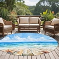 thumbnail image 5 of Summer Round Living Room Rugs 8 ft, Blue Beach Ocean Starfish Plank Shell Washable Large Area Rug with Non-Slip Sturdy Edge Binding Round Carpet for Dining Room Kitchen Office, 5 of 9