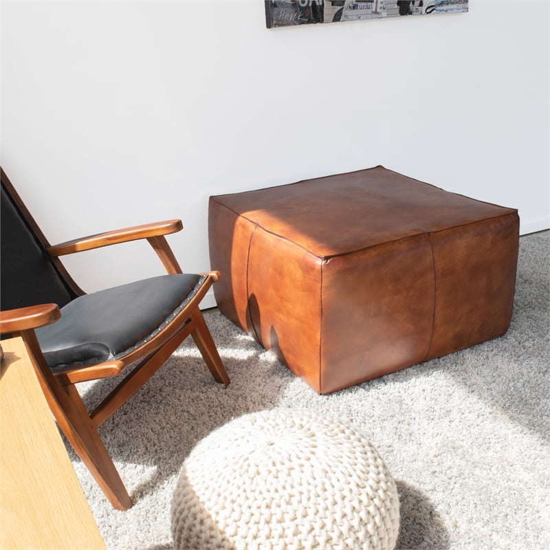 Mid Century Modern Kailey Leather Ottoman